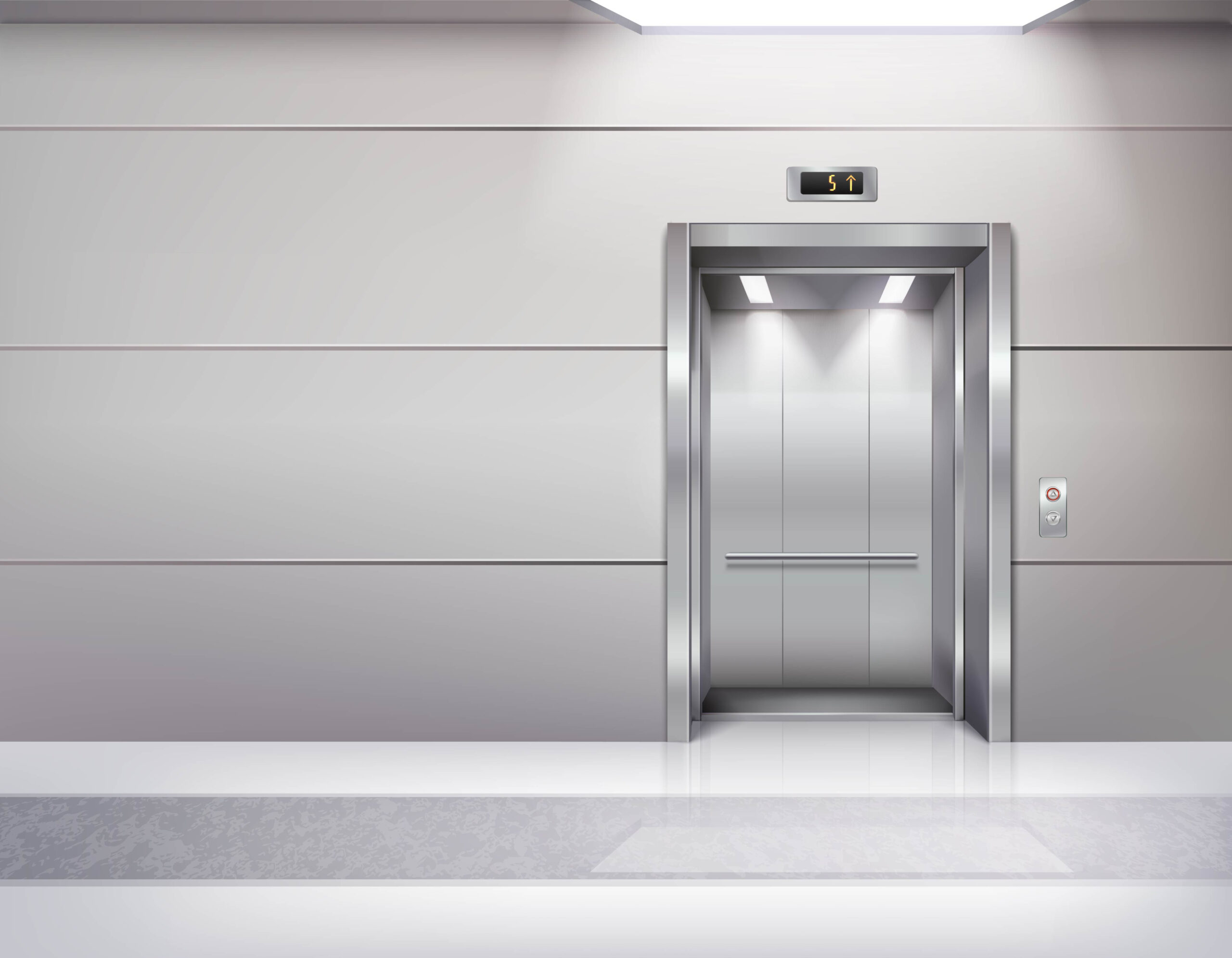 realistic empty elevator hall interior